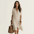Nidalie | Vestido camisero midi con puños enrollados