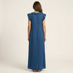 Joseta | Vestido largo con cuello en V y volantes