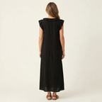Joseta | Vestido largo con cuello en V y volantes