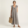 Joseta | Vestido largo con cuello en V y volantes