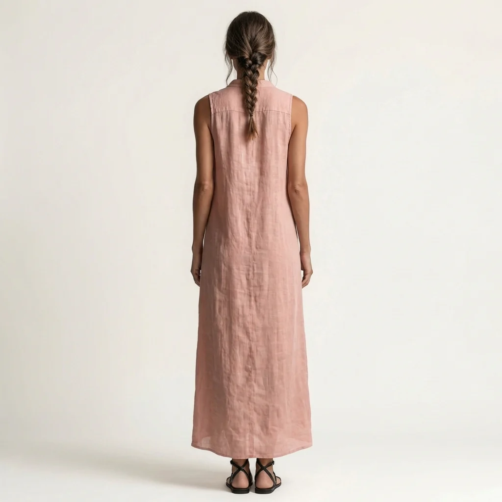 Mirabell | Vestido largo sin mangas con capucha y botones delanteros