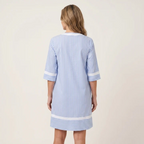 Sanina | Vestido recto de algodón con escote en V y rayas en contraste