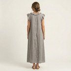 Joseta | Vestido largo con cuello en V y volantes