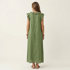 Joseta | Vestido largo con cuello en V y volantes